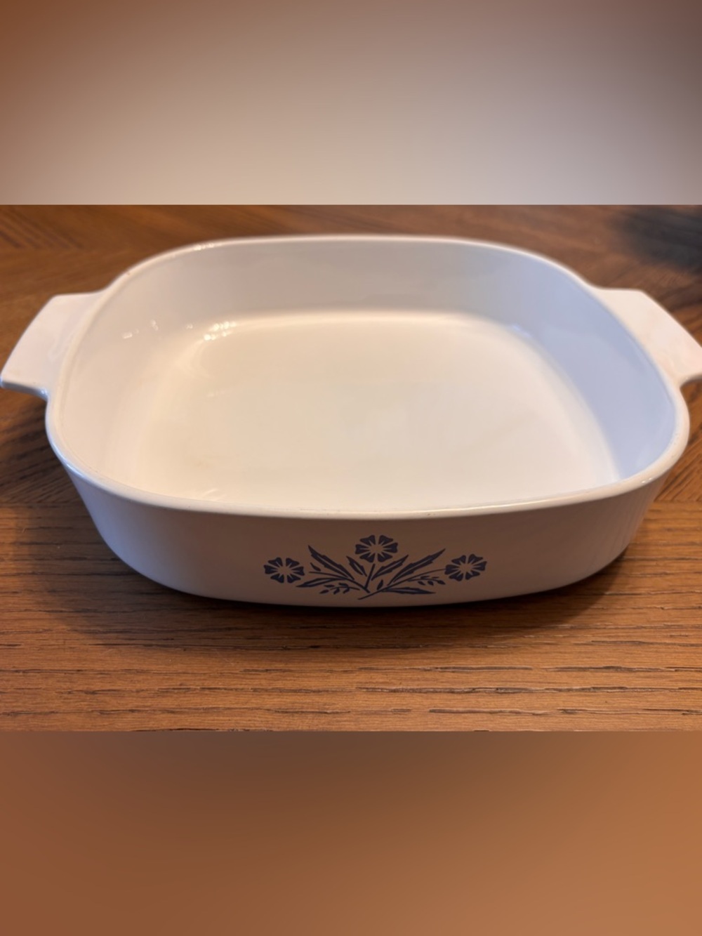 Vintage Corningware Baking Dish White Blue Flowers